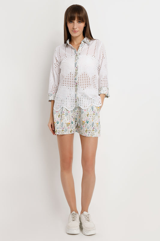 Garden Laceband Shirt With Shorts Set