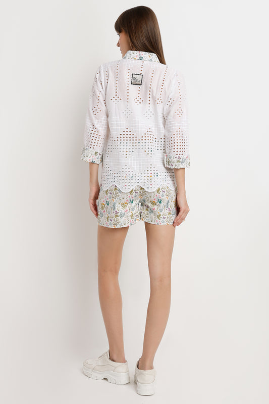 Garden Laceband Shirt With Shorts Set