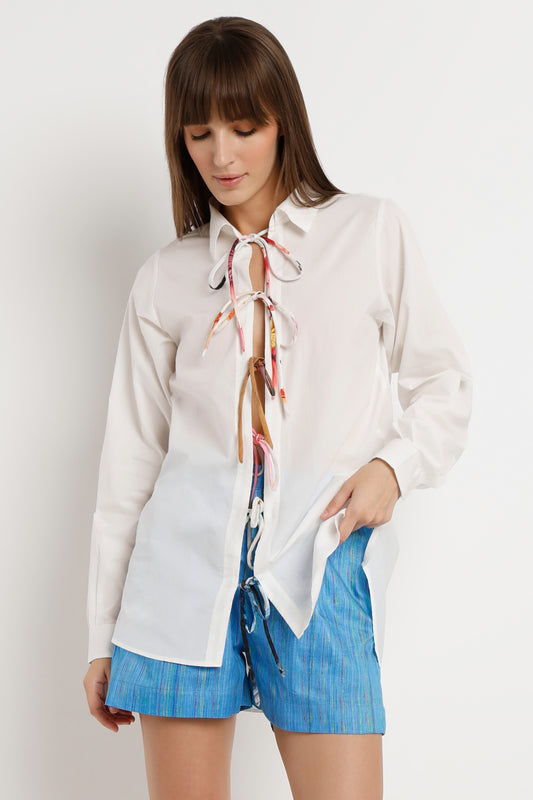 Floral Lace-Up Shirt